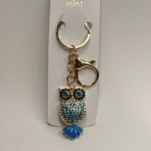 Mint Gold and Blue Owl Keychain Bag Charm